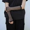 Y2K Goth Black Fishnet Arm Sleeve & Steampunk Fingerless Gloves