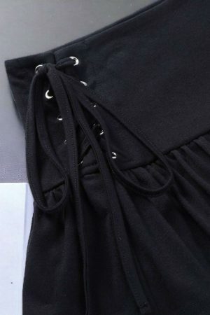 Y2K Goth Streetwear Mini Skirt - Dark Academia Indie Egirl Aesthetic