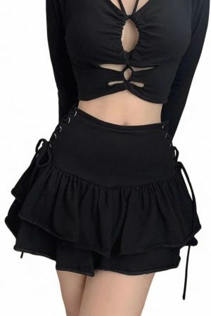 Y2K Goth Streetwear Mini Skirt - Dark Academia Indie Egirl Aesthetic