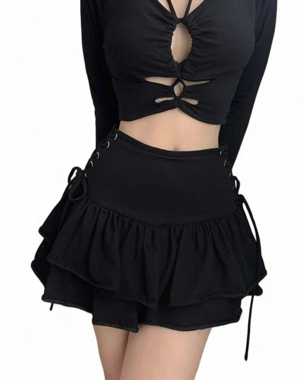 Y2K Goth Streetwear Mini Skirt - Dark Academia Indie Egirl Aesthetic