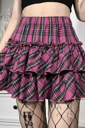 Y2K Gothic Plaid Skirt - Japanese College Style, High Waist Slim Fit