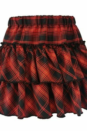 Y2K Gothic Plaid Skirt - Japanese College Style, High Waist Slim Fit