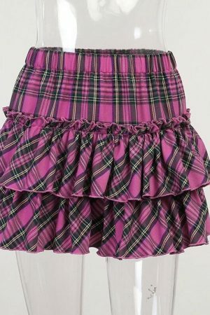 Y2K Gothic Plaid Skirt - Japanese College Style, High Waist Slim Fit