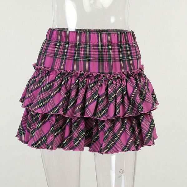 Y2K Gothic Plaid Skirt - Japanese College Style, High Waist Slim Fit