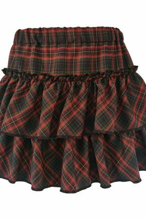 Y2K Gothic Plaid Skirt - Japanese College Style, High Waist Slim Fit