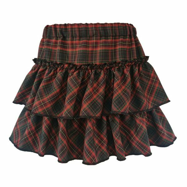 Y2K Gothic Plaid Skirt - Japanese College Style, High Waist Slim Fit