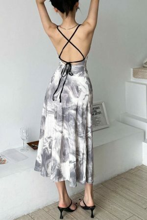 Y2K Gradient Print Streetwear Strap Dress