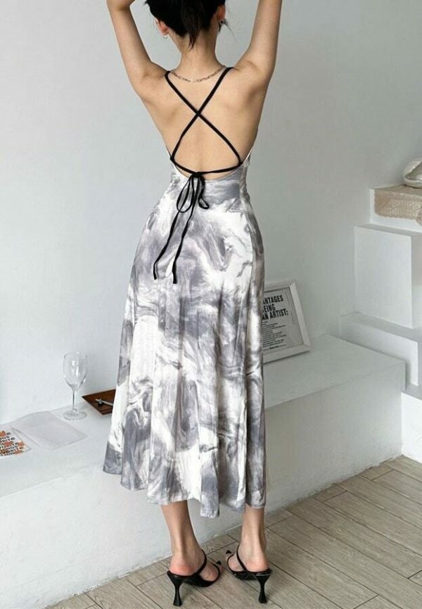 Y2K Gradient Print Streetwear Strap Dress