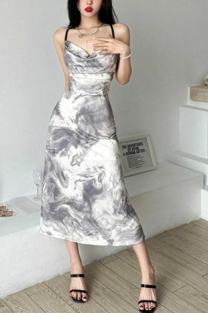 Y2K Gradient Print Streetwear Strap Dress