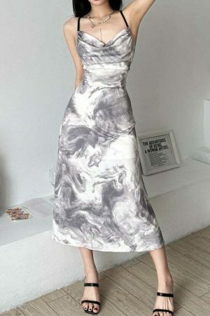 Y2K Gradient Print Streetwear Strap Dress