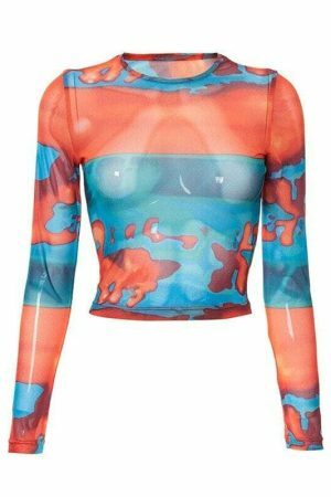 Y2K Graphic Long Sleeve Crop Top - Sexy O-Neck Streetwear Aesthetic