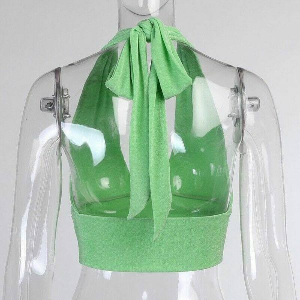 Y2K Green Halter Top - Women's Streetwear Vest for Trendy Summer Fashion