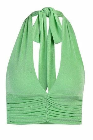 Y2K Green Halter Top - Women's Streetwear Vest for Trendy Summer Fashion