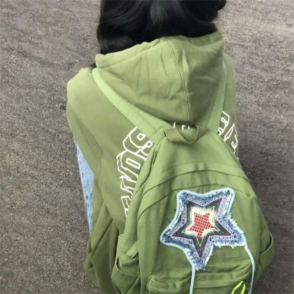 Y2K Green Pentagram Backpack - Retro Streetwear Style