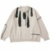 Y2K Grunge Ghost Print Pullover Sweater