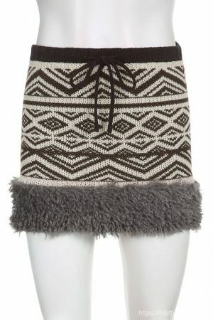 Y2K Grunge High Waisted Knitted Mini Skirt for Winter Streetwear