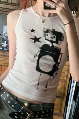 Y2K Grunge Robot Skater Cami Top