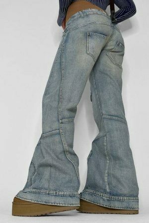 Y2K Grunge Streetwear Baggy Wide Leg Denim Cargo Pants