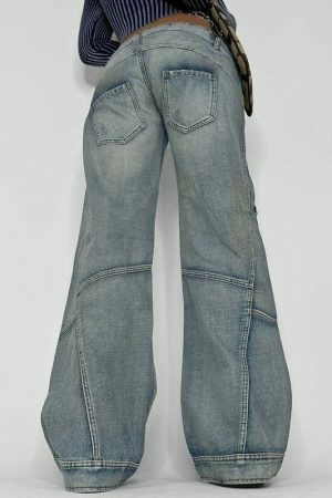 Y2K Grunge Streetwear Baggy Wide Leg Denim Cargo Pants