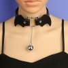 Y2K Handmade Cat Bat Leather Choker Collar Soft PU Punk Necklace for Women Girls