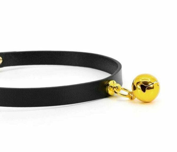 Y2K Handmade Cowhide Kitty Bell Collar Leather Choker