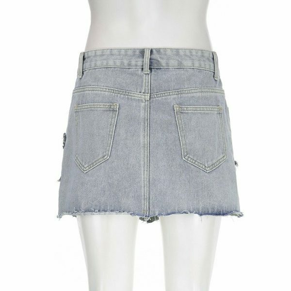 Y2K Harajuku A-Line Vintage Grunge Denim Mini Skirt