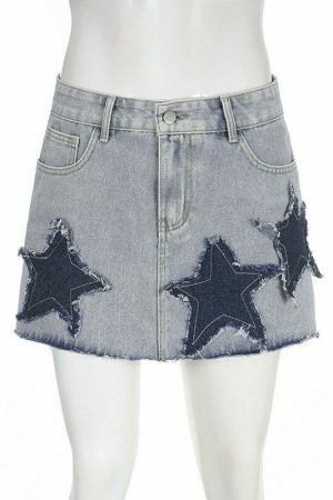 Y2K Harajuku A-Line Vintage Grunge Denim Mini Skirt