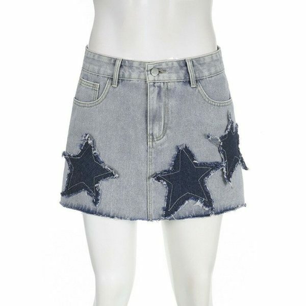 Y2K Harajuku A-Line Vintage Grunge Denim Mini Skirt