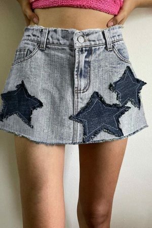 Y2K Harajuku A-Line Vintage Grunge Denim Mini Skirt