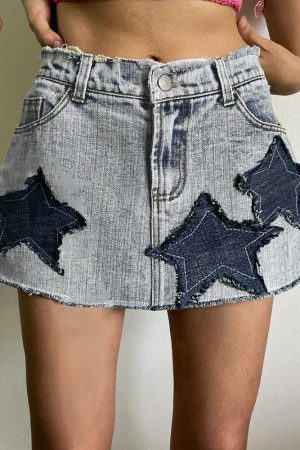 Y2K Harajuku A-Line Vintage Grunge Denim Mini Skirt