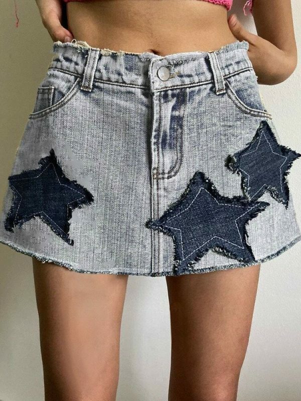 Y2K Harajuku A-Line Vintage Grunge Denim Mini Skirt