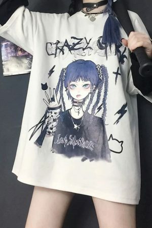 Y2K Harajuku Style Anime Print Streetwear T-Shirt for Women