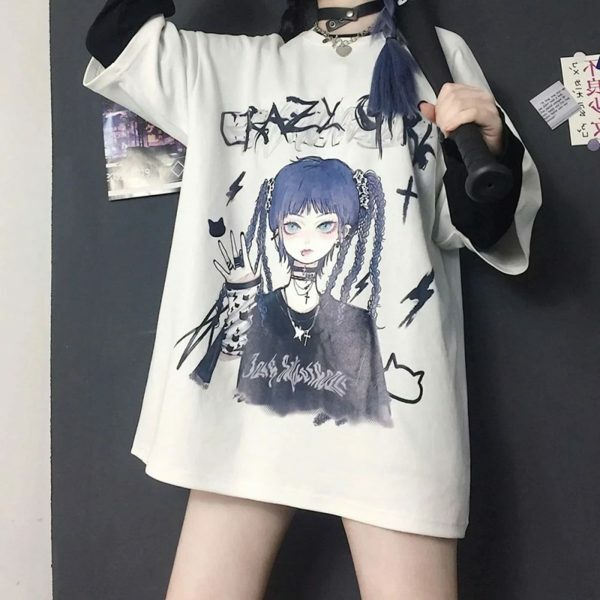 Y2K Harajuku Style Anime Print Streetwear T-Shirt for Women