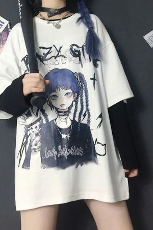 Y2K Harajuku Style Anime Print Streetwear T-Shirt for Women