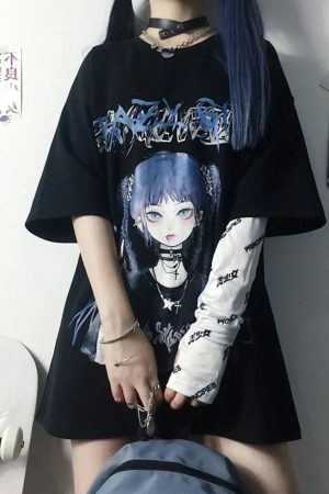 Y2K Harajuku Style Anime Print Streetwear T-Shirt for Women