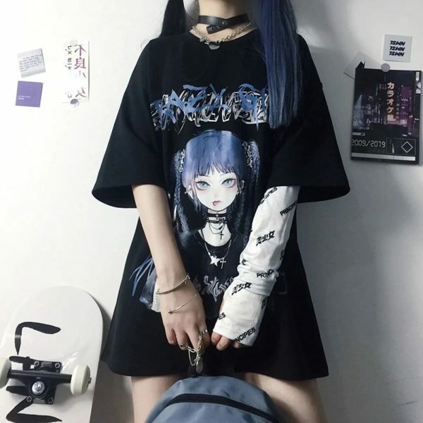 Y2K Harajuku Style Anime Print Streetwear T-Shirt for Women