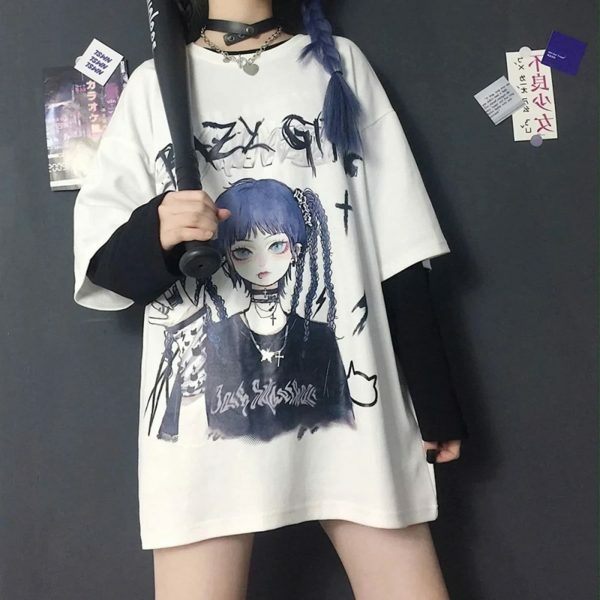 Y2K Harajuku Style Anime Print Streetwear T-Shirt for Women