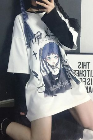 Y2K Harajuku Style Anime Print Streetwear T-Shirt for Women