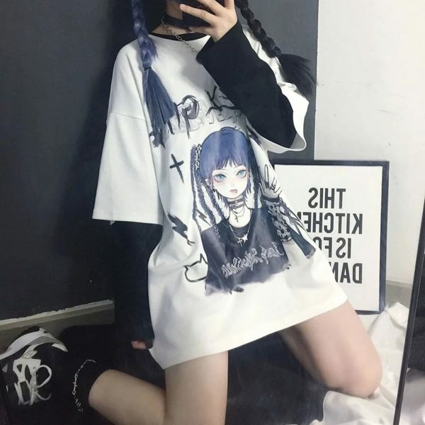 Y2K Harajuku Style Anime Print Streetwear T-Shirt for Women