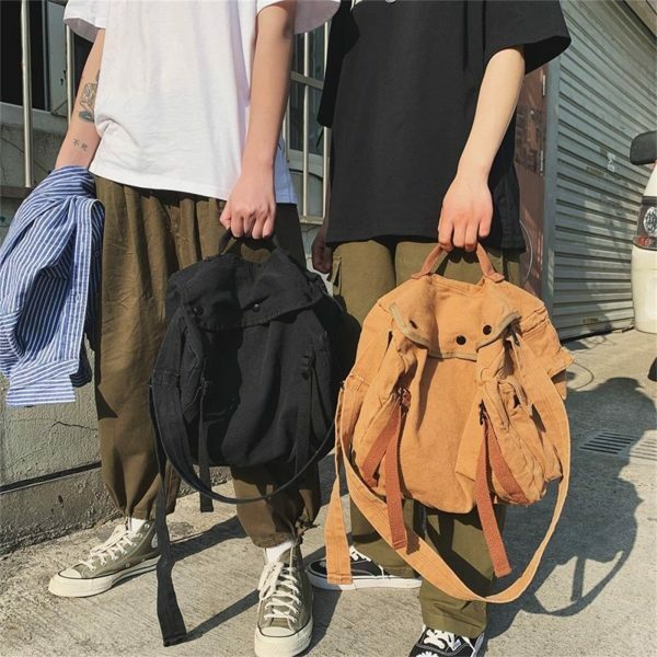 Y2K Harajuku Style Canvas Messenger Bag for Men - Retro Korean Streetwear Shoulder Bag