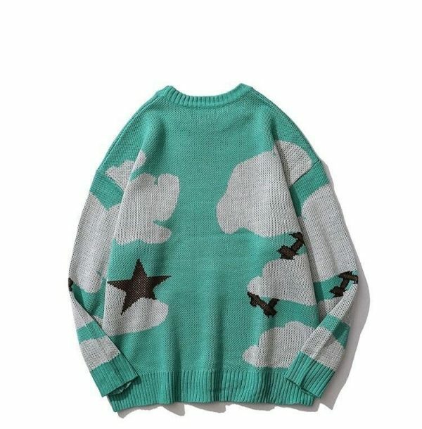 Y2K Harajuku Vintage Cartoon Anime Knitted Sweater Streetwear Oversized Hip Hop Pullover