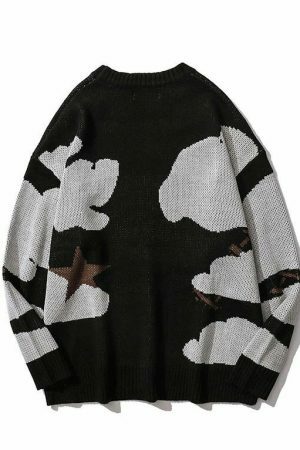 Y2K Harajuku Vintage Cartoon Anime Knitted Sweater Streetwear Oversized Hip Hop Pullover