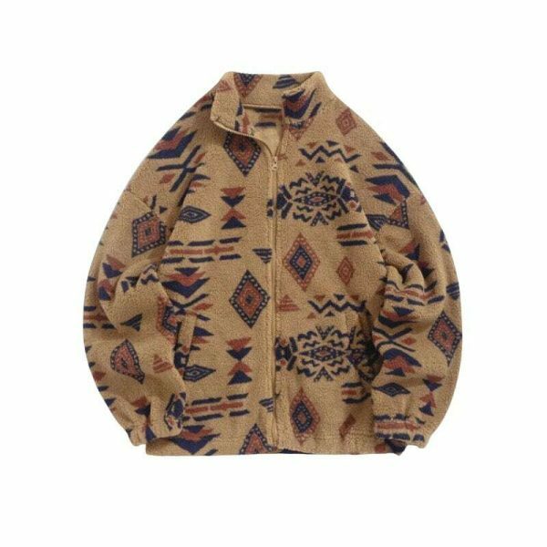 Y2K Harajuku Zip-Up Fleece Jacket - Streetwear Aesthetic