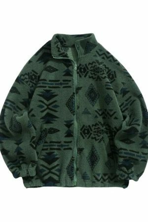 Y2K Harajuku Zip-Up Fleece Jacket - Streetwear Aesthetic