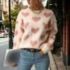 Y2K Heart Knit Sweater for Women, Streetwear Style, Sizes S-L