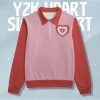 Y2K Heart Long Sleeve Top - Cute Preppy Streetwear Sweatshirt