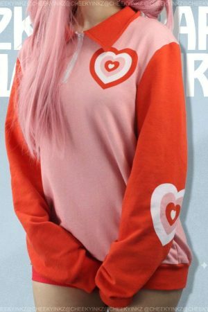 Y2K Heart Long Sleeve Top - Cute Preppy Streetwear Sweatshirt