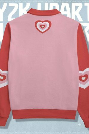 Y2K Heart Long Sleeve Top - Cute Preppy Streetwear Sweatshirt