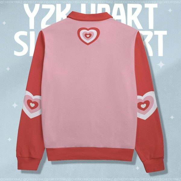 Y2K Heart Long Sleeve Top - Cute Preppy Streetwear Sweatshirt