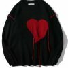 Y2K Heart Pattern Knitted Streetwear Sweater